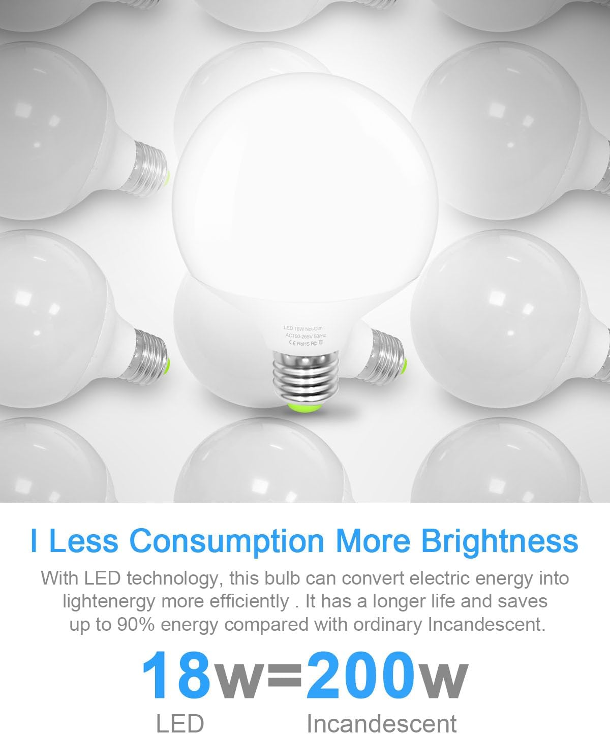 G120 Globe Bulb, Large Bulb 18W 200W Equivalent Light Bulbs E26 Base,Daylight White 5000k Led Light,Non-Dimmable,1800 Lumer LED for Kitchen Living Room