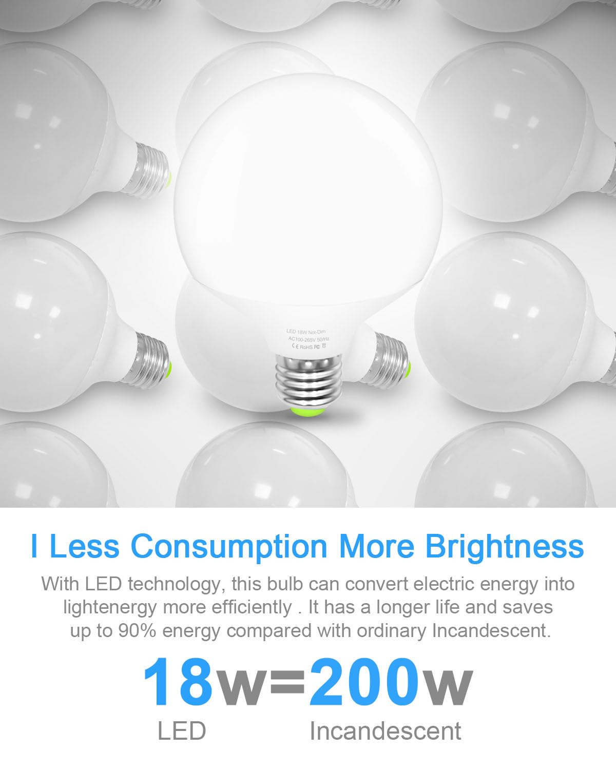 Lampadina a LED, G120, 18 W, equivalente a 200 W, attacco E26, bianco caldo 3000 K, non dimmerabile, 1800 lumen, per cucina e soggiorno