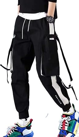 Mens Jogger Pants Punk Cargo Baggy Techwear Streetwear Hip Hop Couple Women Unisex Sports Casual Pants