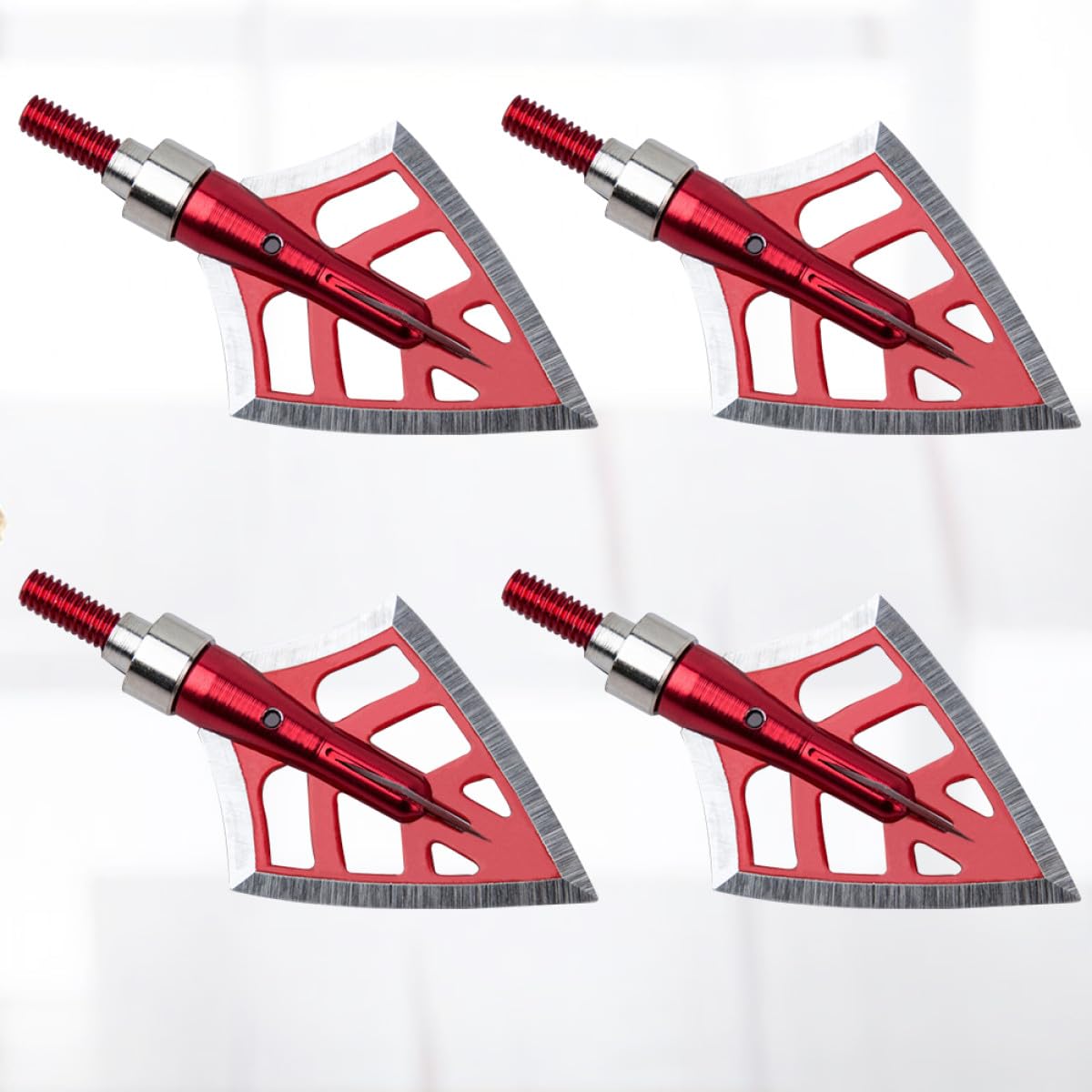 TOYANDONA Puntas de Flecha Rosca para Tiro, Acero Inoxidable, Compatibles Recurvo y Compuesto, 4 Unidades, Diseño Rojo y Tiro al Aire Libre