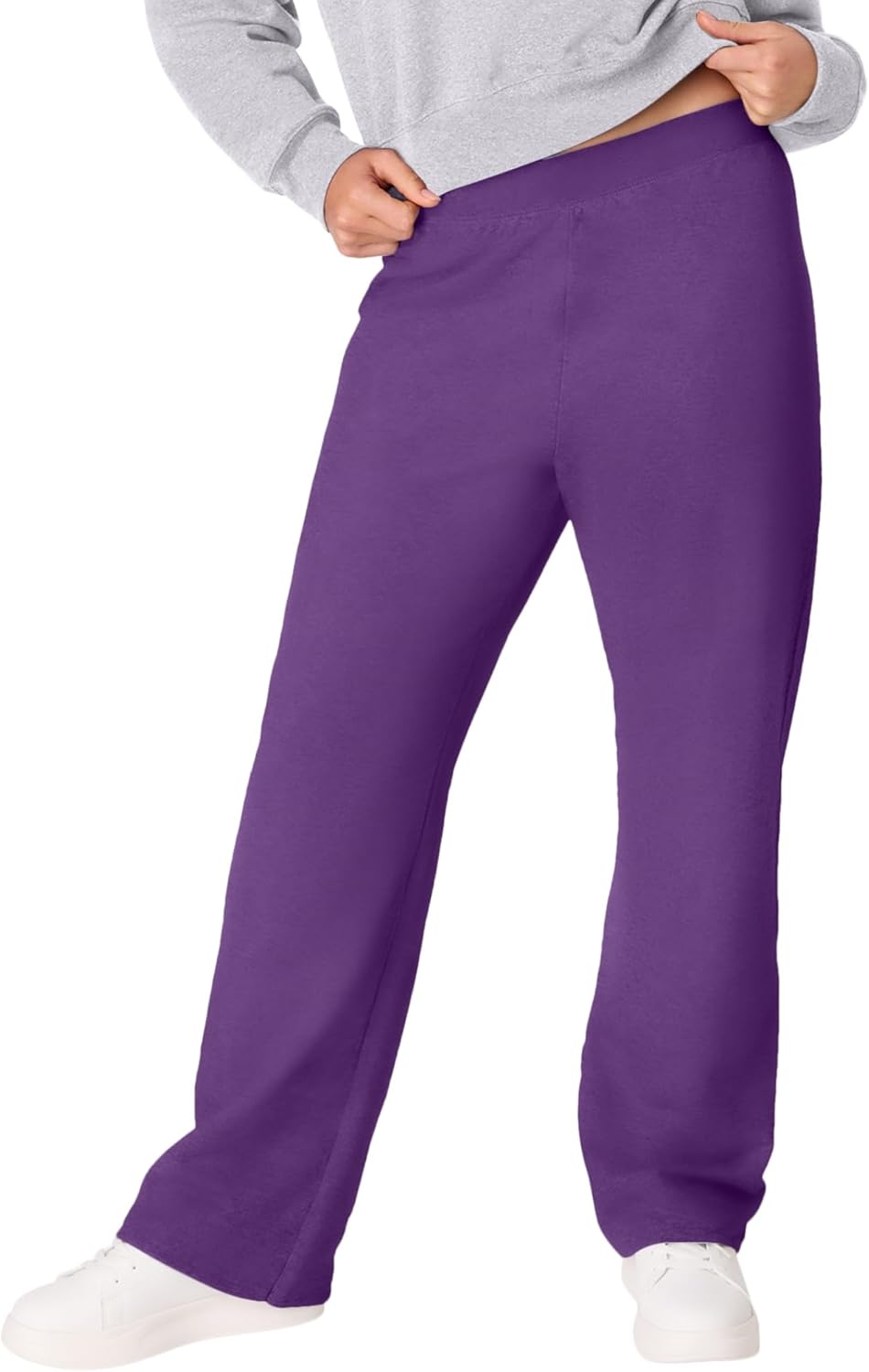 Hanes Womens Sweatpants, EcoSmart Fleece Pants, Pocketless Open-Bottom Sweatpant, Regular & Petite