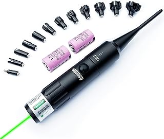 Bayattoo Universal Green Laser Bore Sight Kit for .177 to 12ga Multiple Caliber, Barrel Laser Boresighter with Press Switch for Rifles and Handgun Hunting Scopes with 2 Batteries