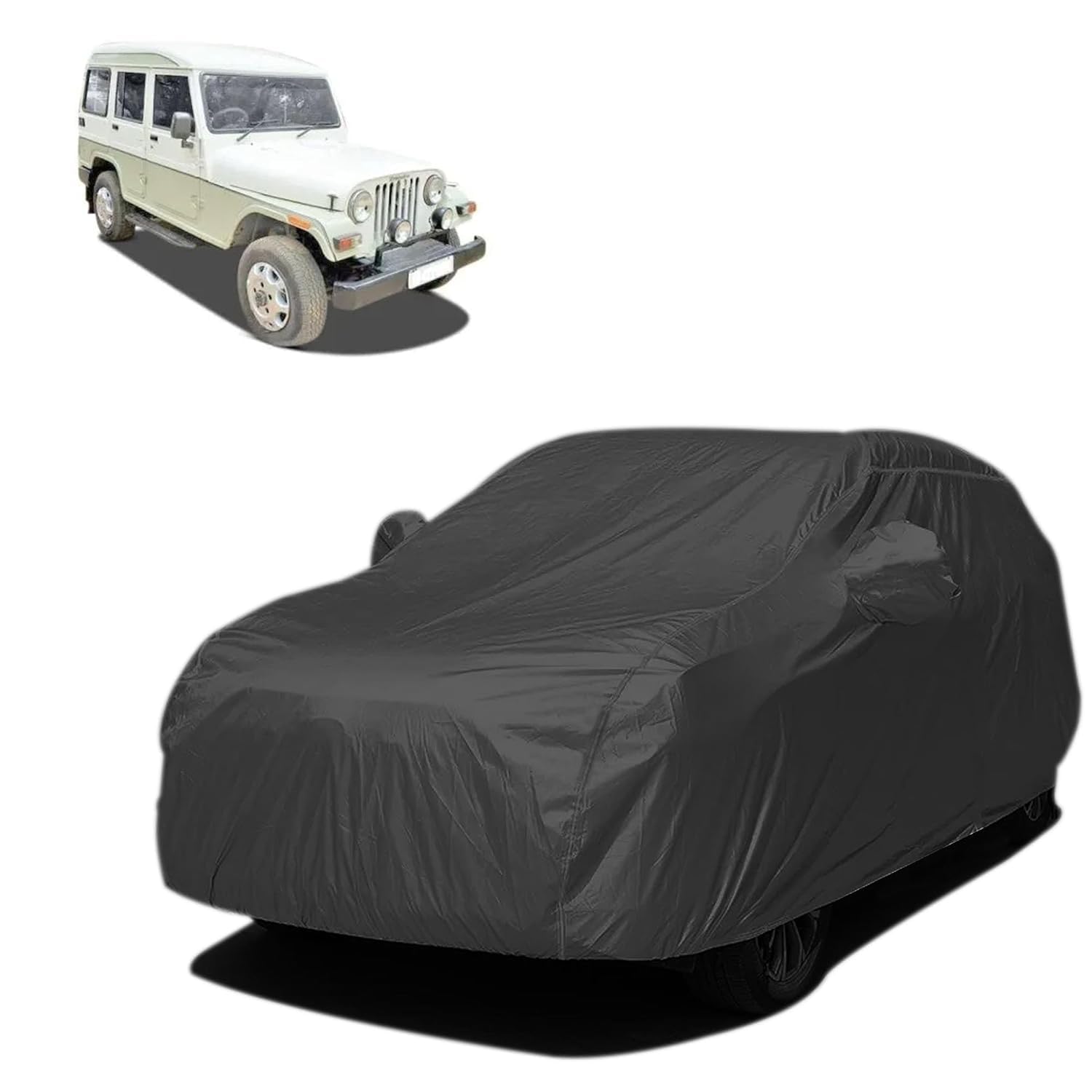 Waterproof Car Body Cover Compatible with Mahindra Marshal | Premium Protection Against Rain, Snow, and UV Rays | Durable & Breathable Design | (Black)
