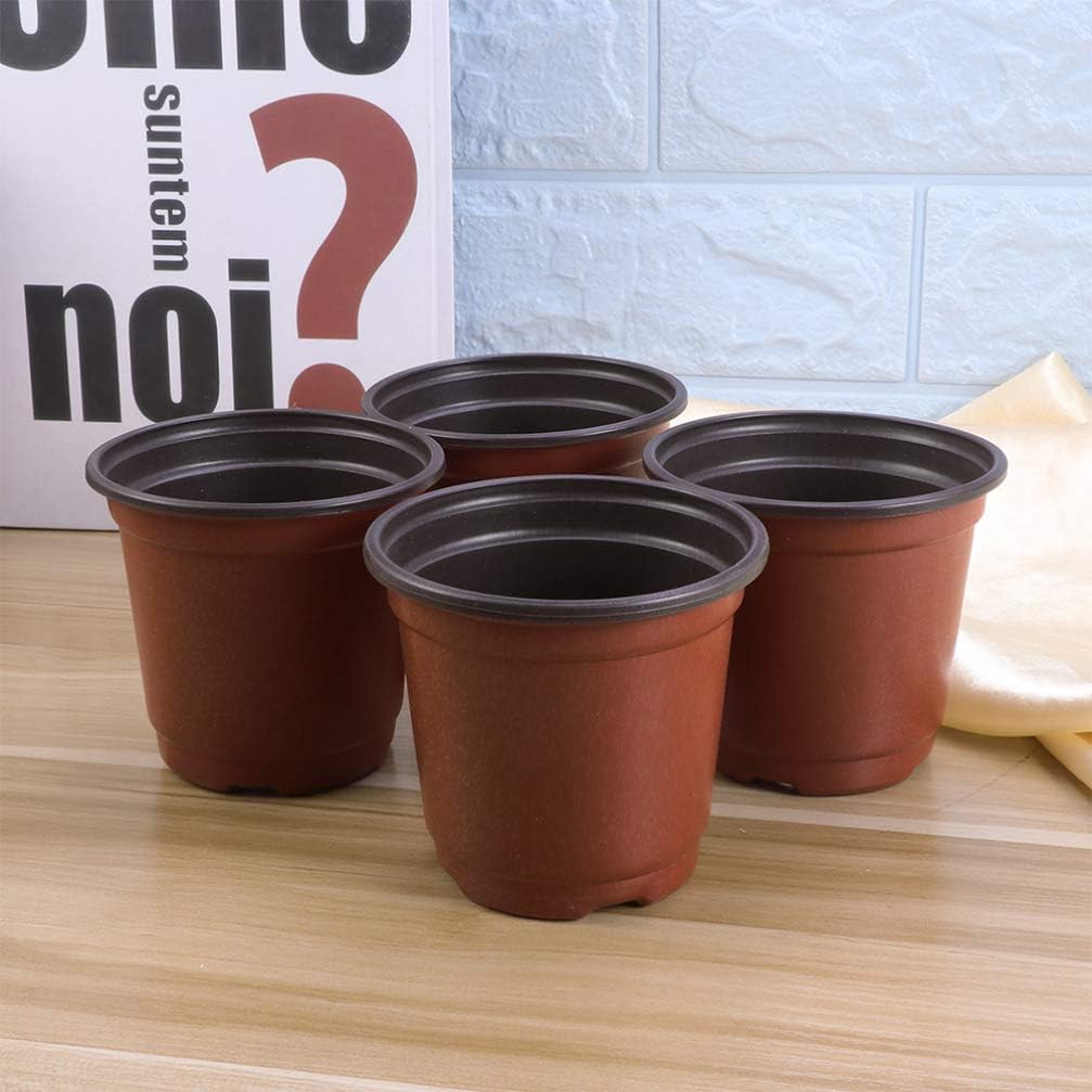 DOITOOL 50pcs Plastic Plant Pots for Sewing Flower Pots Flower Pot Starter Pot (Diameter 100 mm), Plastic, brown, 15 x 10,5 x 13,5 cm - Image 4
