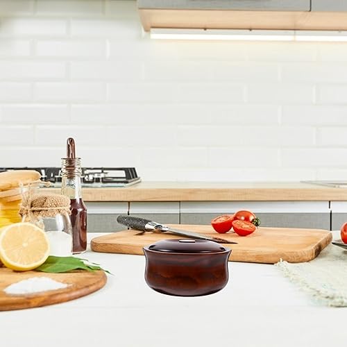 Miniatura 3 de Didiseaon Tazón de madera para frutas con tapa, cuenco de postre marrón oscuro, cuenco de almacenamiento de alimentos para ensalada y aperitivos, 1