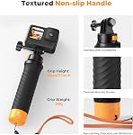 K&F Concept Waterproof Monopod Floating Hand Grip, Fast-Release Design Compatible with for Gopro Hero 13/12/11/10/9/8/7/6/5/4/3 Session DJI Osmo and Other Action Cameras, Wrist Strap for Water Sports