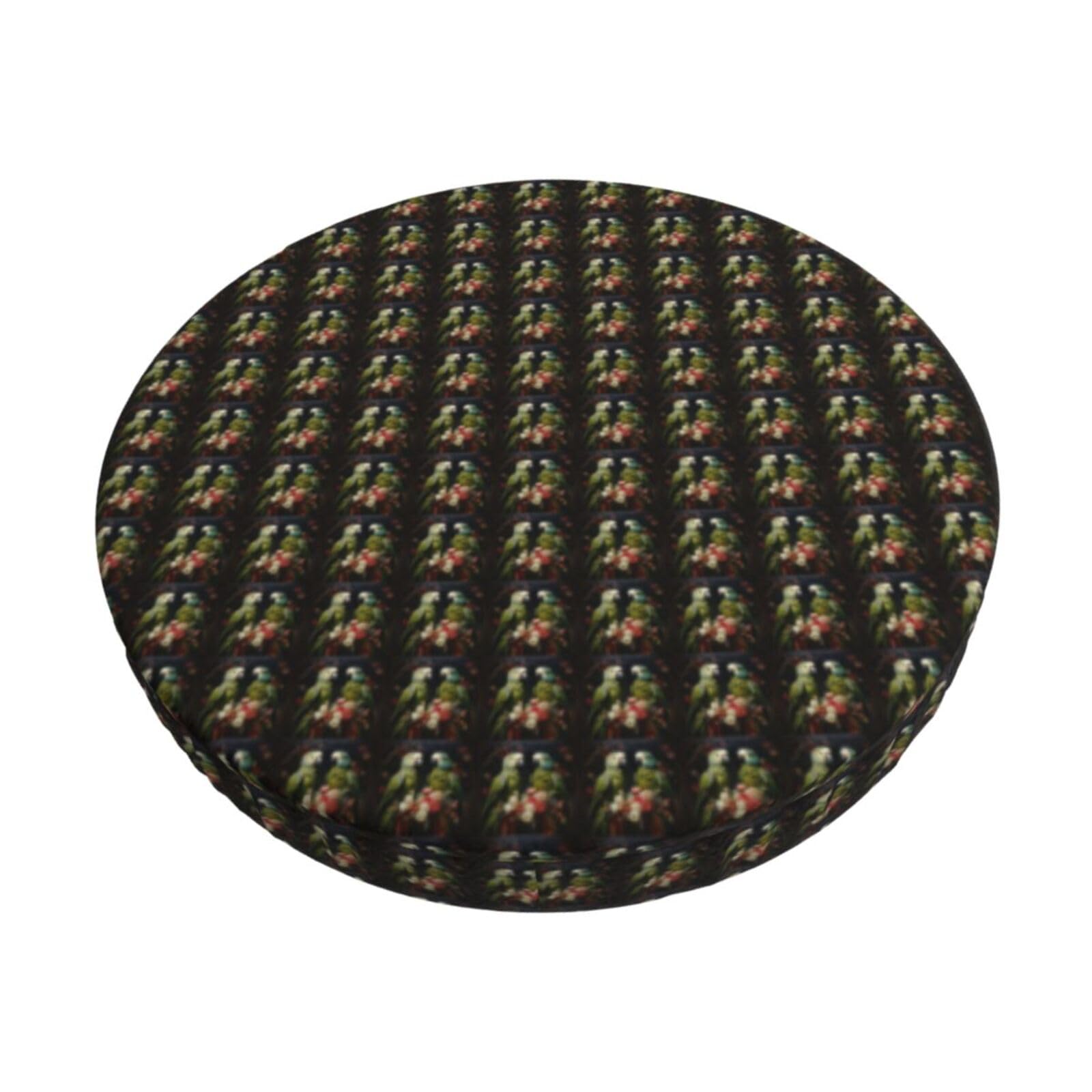 FBGHHTY Couple Parrots Olive Print Round Bar Chair Cushion Cover Washable Circular Seat Protector Dining Room Kitchen