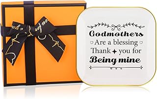To My Godmother Saying Thank You For Being Mine Ceramic Ring Dish Decorative Jewelry Tray for Godmother, Unique Quality Godmother Birthday Mother’s Day Meaningful Gifts for Godchild