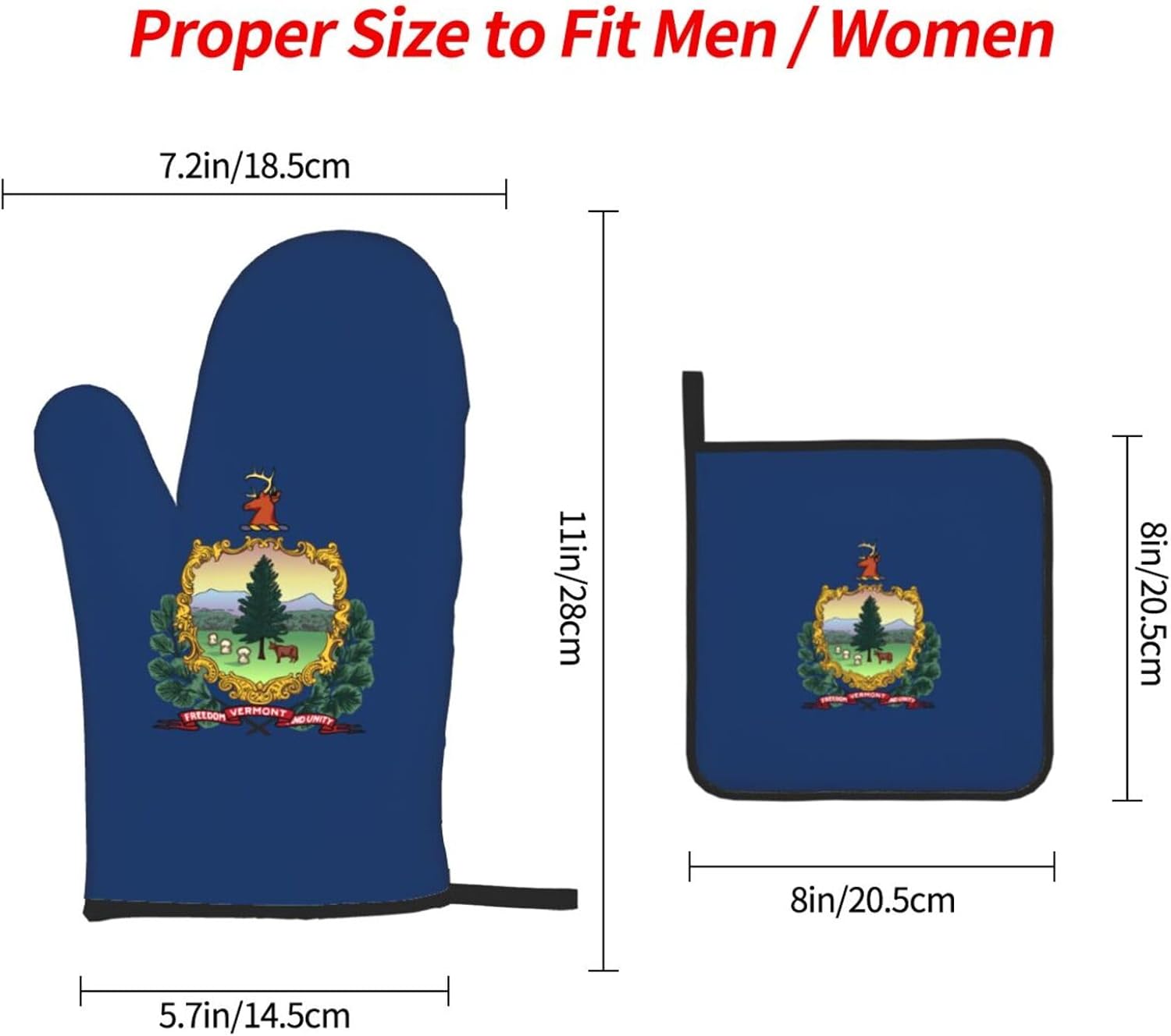 Vermont State Flag Print Heat Resistant Microwave Gloves, Used for Baking, Cooking, and Fashion Kitchen Essentials