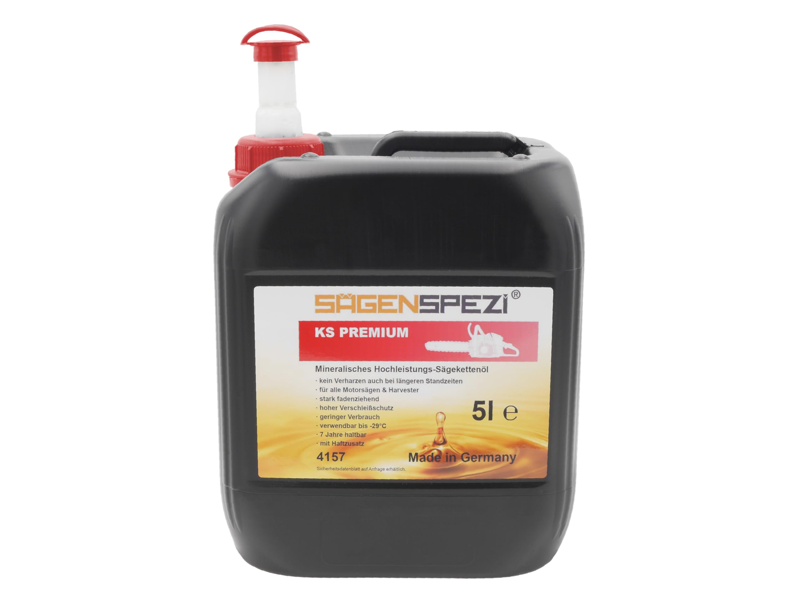 5 Liter SÄGENSPEZI Haftöl KS Premium für Kettensägen mineralisch Ketten-Haft-Öl für Motor- Elektro- Akku-Säge 5L Kanister