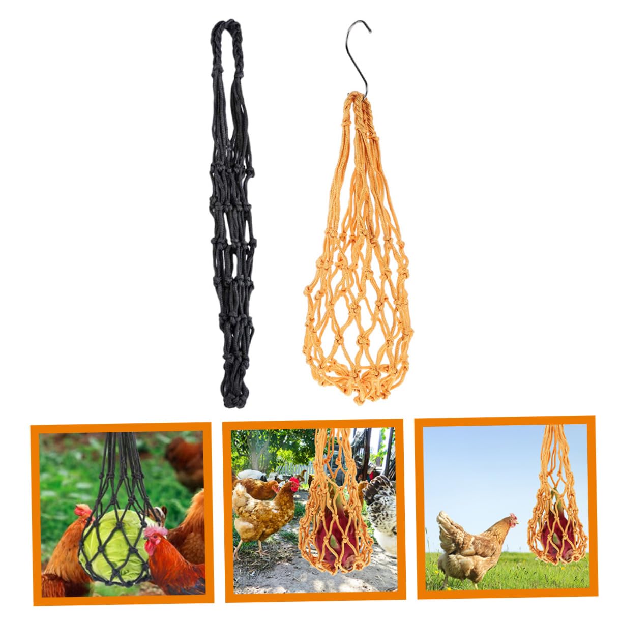 Happyyami 5 Juegos Bolsa De Hilo De Pollo Alimentador De Verduras para Pollos Alimentador De Verduras Colgante Criadora De Pollos Comederos Alimentador De Frutas De Pollo Nylon 2 Piezas * 5
