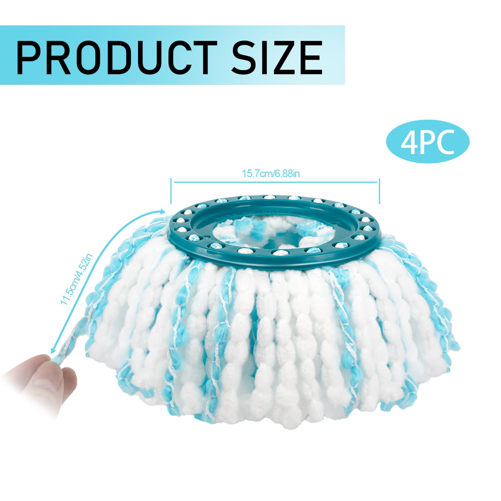 Sprifityy 4 Piezas para Leifheit Clean Twist Disc Mop Ergo Kit, Cabezal de Repuesto de fregona Reutilizable, fácil de reemplazar, Altamente Absorbente, para Todo Tipo de Suelos
