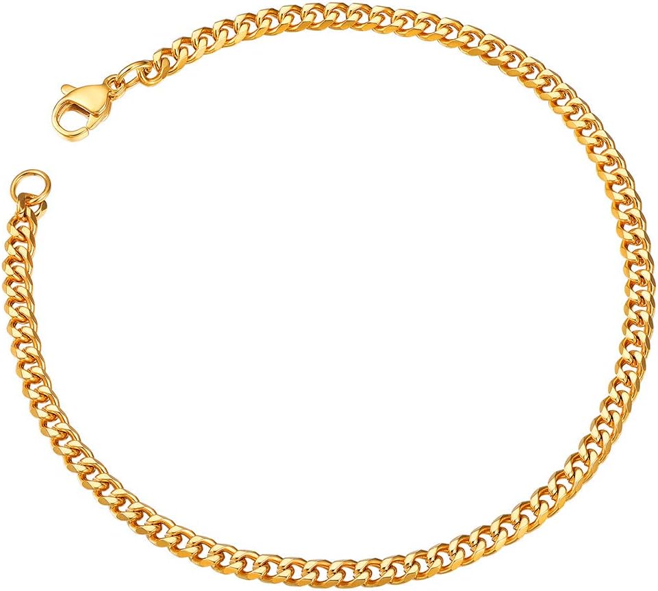 ChainsPro Men Cuban Link Bracelet Chain, 3/6/9/12 mm Width, 19/21CM Length, 18K Gold Plated/316L Stainless Steel/Black-with Gift Box