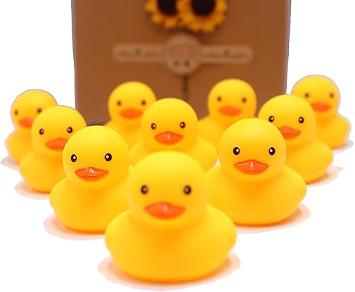Miniatura 3 de 50 piezas de mini pato de goma flotante y chirriante para bebé, juguete de ducha con sonido de pato para niños, mini patos de goma de ojo redondo