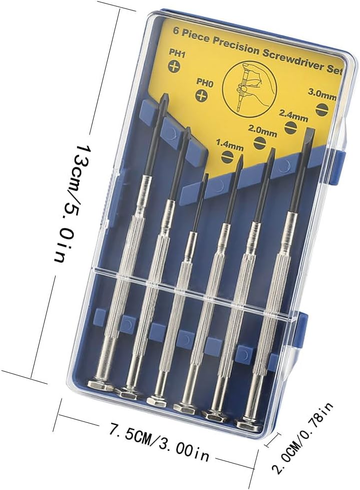 6PCS Small Screwdriver Set, Mini Screwdriver Set with 6 Different Size Flathead and Phillips Screwdrivers
