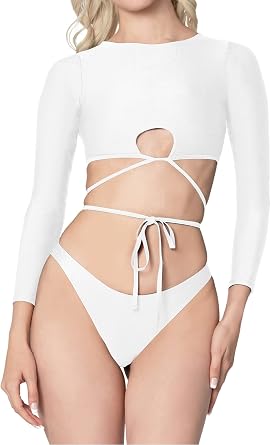 Womens Long Sleeve Swimsuit | Torill Long Sleeve Bikini with High Neckline