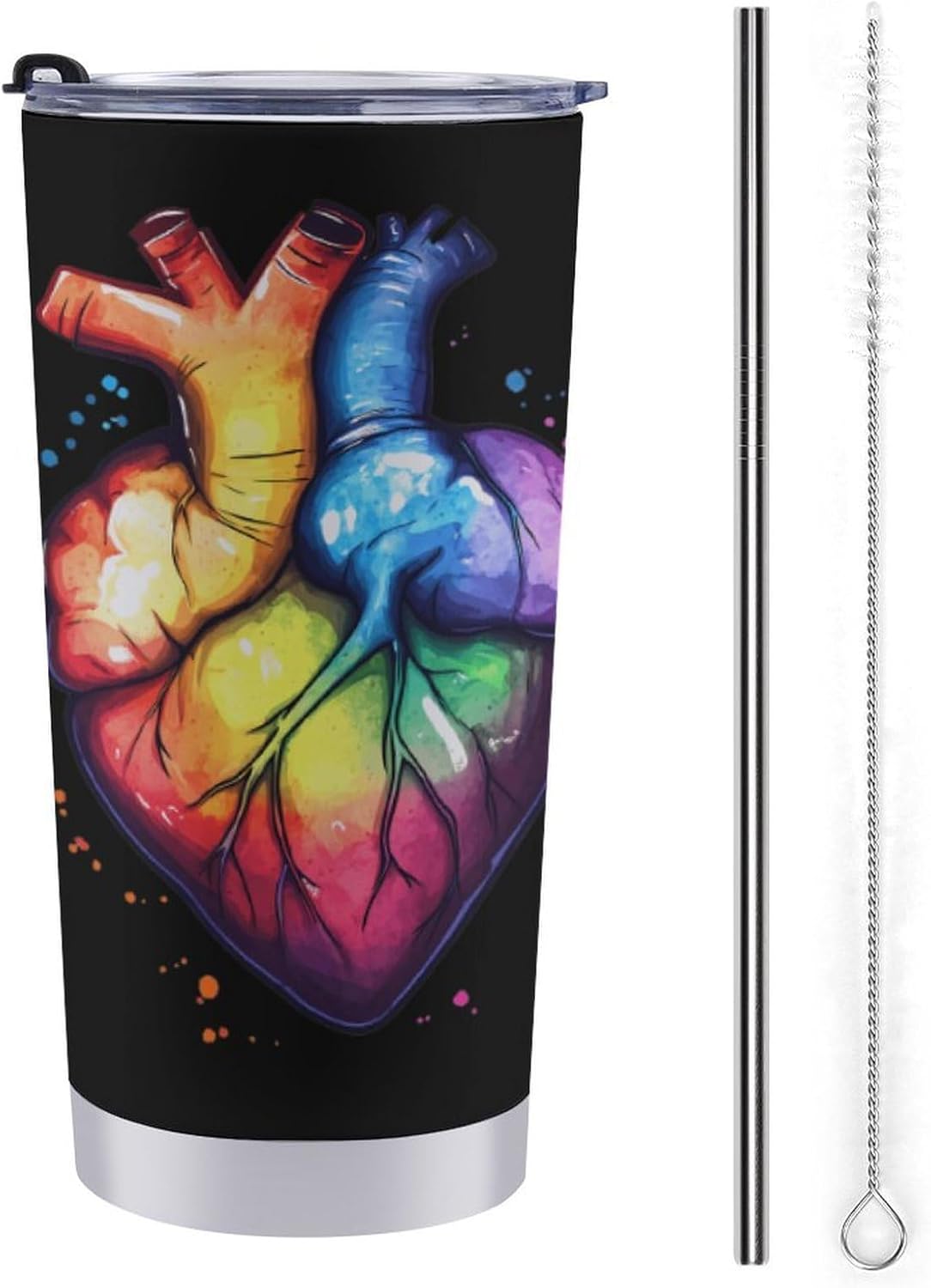 Beautiful Watercolour Heart Organ Human Travel Coffee Mug Stainless Steel Insulated Tumbler Water Bottle Tea Cup for Home Office