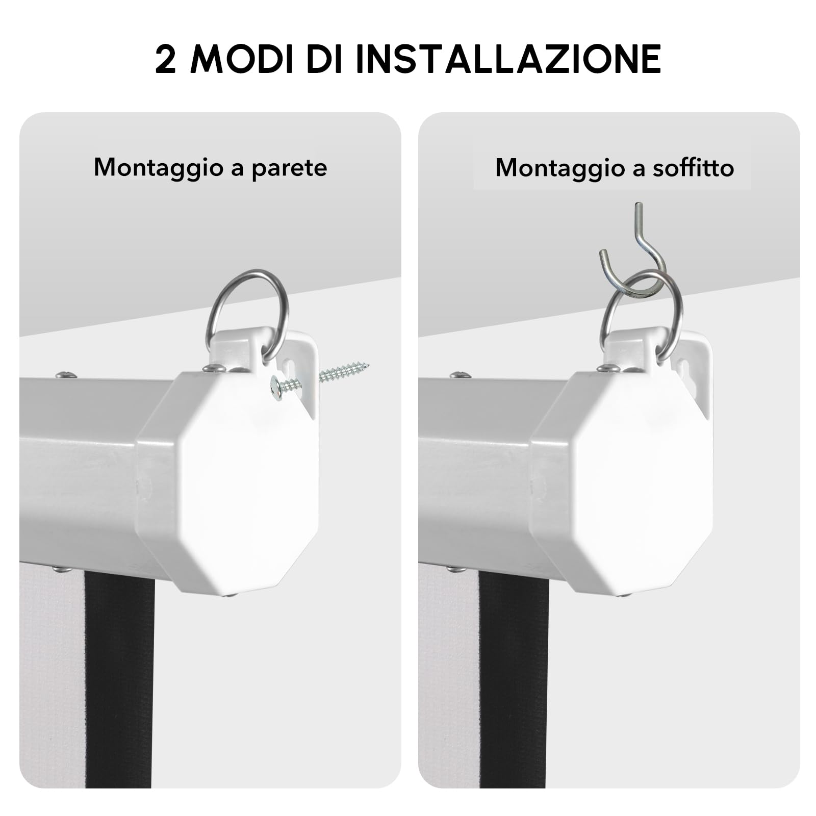 Fabulcozy Schermo di Proiezione Motorizzato, Avvolgibile e a Scomparsa da 100 Pollici Formati 16:9 Bianco per Proiettore 253x168cm