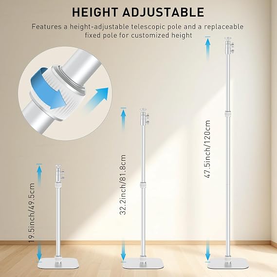 Projector Mount,Height Adjustable 19.5 to 47.5,Space-Saving,Heavy-Duty Floor & Table Projector Stand with 11lbs Capacity for Home Theater & Business Presentation Compatible with Epson, XGIMI, Nebula