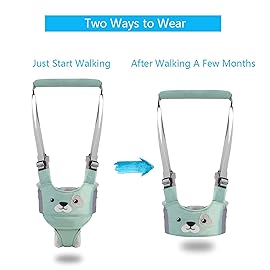 IULONEE Baby Walker, Handheld Kids Toddler Walking Harness Helper Assistant Protective Belt Child Activity Walker Adjustable Standing Up Walking Learning Helper for Toddler 7-24 Month (Green)