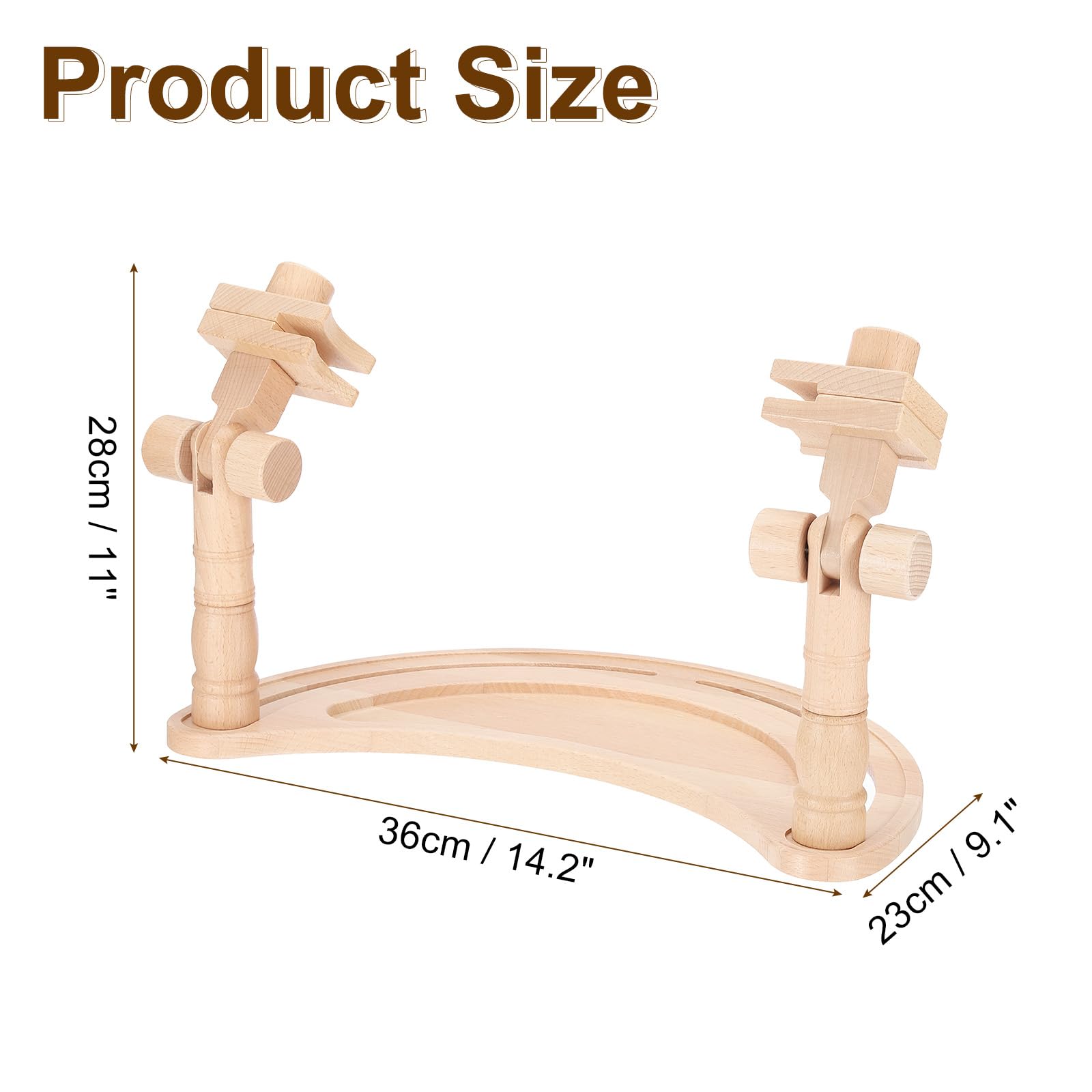PATIKIL Soporte de aro ajustable para bordado, con forma de luna, de madera de haya y punto de cruz, soporte giratorio de 360°, manos libres, marco de bordado para costura, manualidades