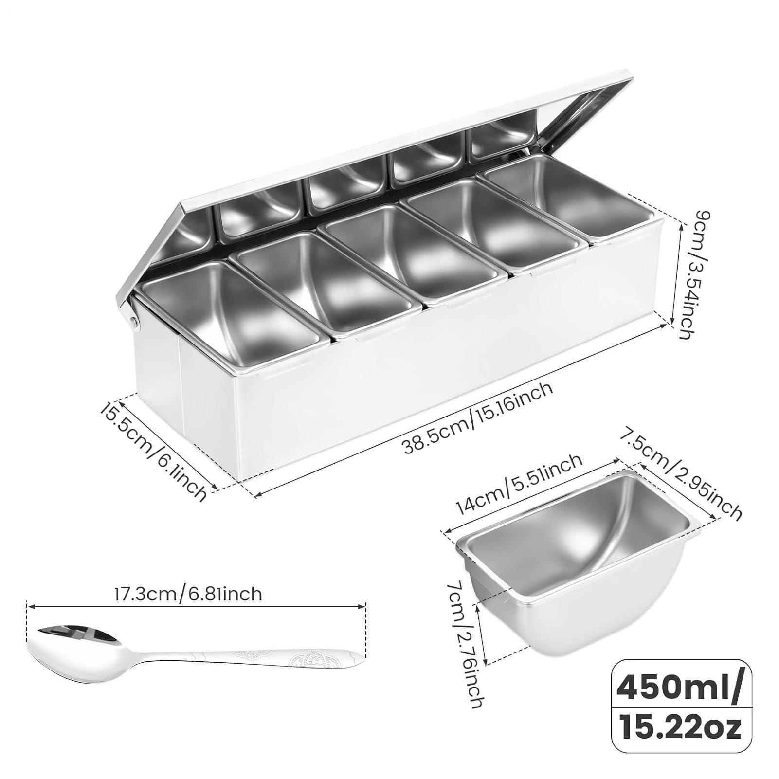 Gewürzbehälter aus Edelstahl mit Löffel | Gewürz-Organizer-Box für Hobbyköche, Kochliebhaber, Köche, Eltern, Schrank, Speisekammer, Wohnmobil, Wohnung