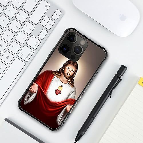 Miniatura 6 de Funda compatible con iPhone 14 Pro Max, funda de teléfono de Jesucristo para hombres y mujeres, marco de rosca antideslizante de TPU suave en cuatro