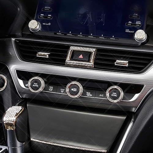 Miniatura 4 de GEEGEE - 4 piezas de accesorios de cristal brillante, piezas de diamantes de imitación, molduras para volante, emblema, insignia, calcomanía,