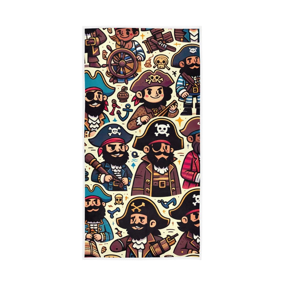 LSRCPD Cartoon Pirates Characters Bath Hand Towels for Bathroom, Hand Towel for Bathroom, Shower, Hotel, Spa 15 x 30 Inches