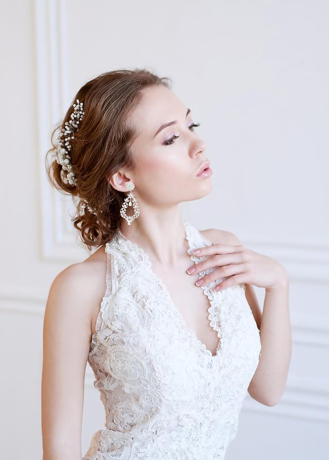 Wedding Dangle Earrings, Beusoulover Bridal Drop Earrings for Women with Cubic Zirconia Platinum Plated Silver Super Stunning Jewelry for Brides and Bridesmaids, Women, Party, Prom, Gife, Homecoming - Image 5