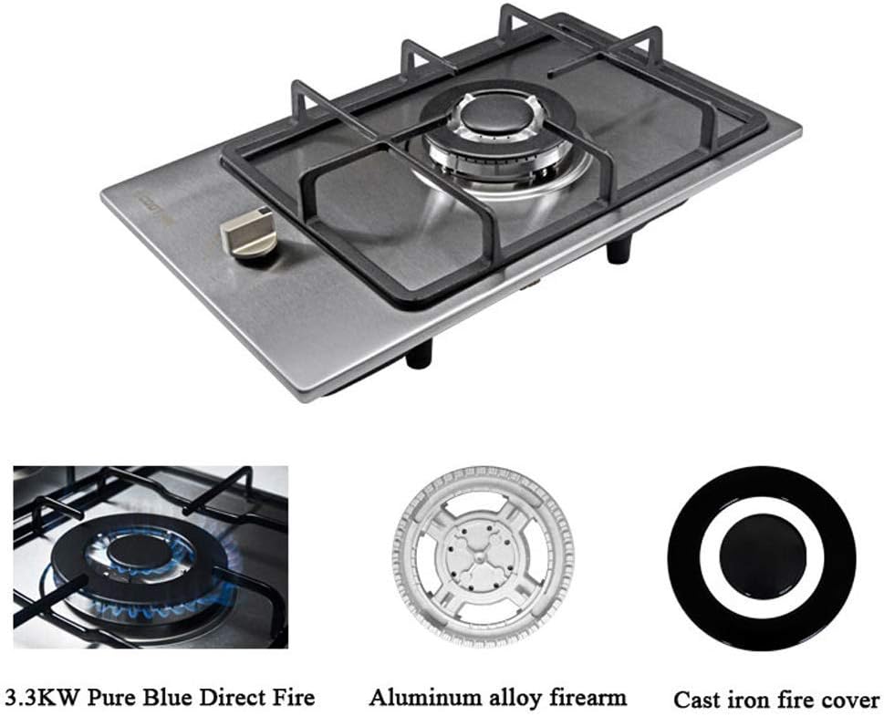 Gas Cooktop Home/Commercial Cooktop, Chef 20” 1/2 Burner Built-In, Stainless Steel Lpg Natural Gas Hob, Gas Stove Top (Natural Gas #2) (Natural Gas #1)