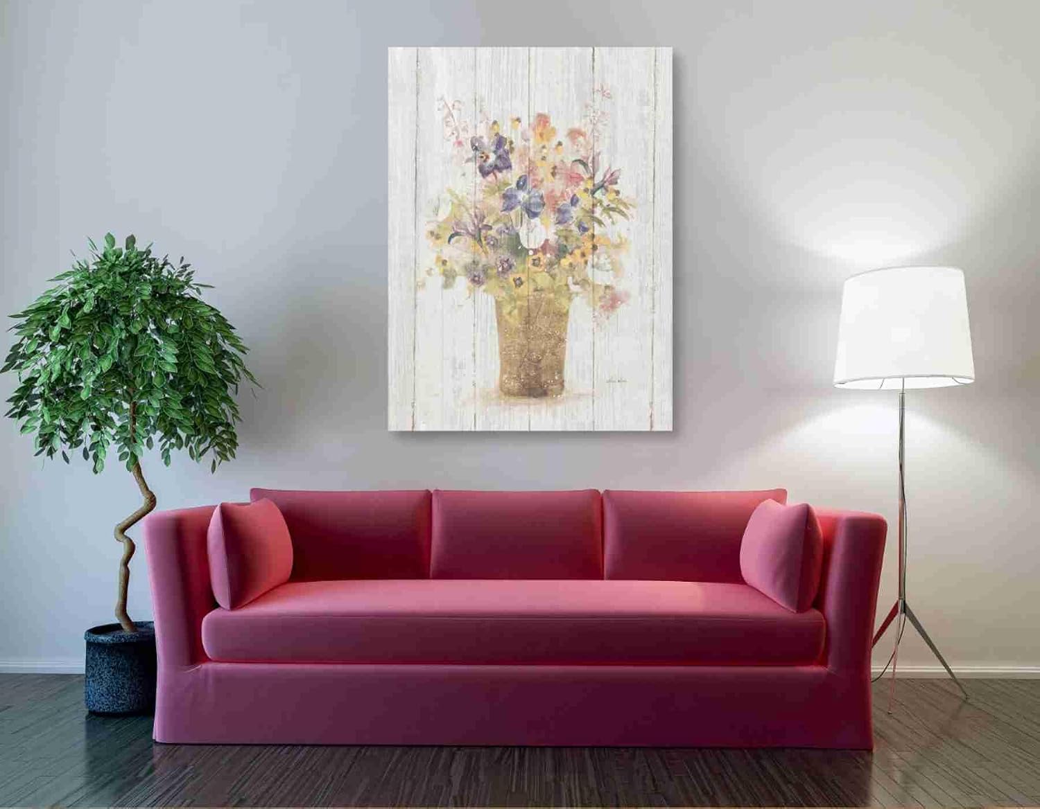 Epic Graffiti 'Wild Flowers in Vase II on Barn Board' by Cheri Blum, Canvas Wall Art, 40"x54"