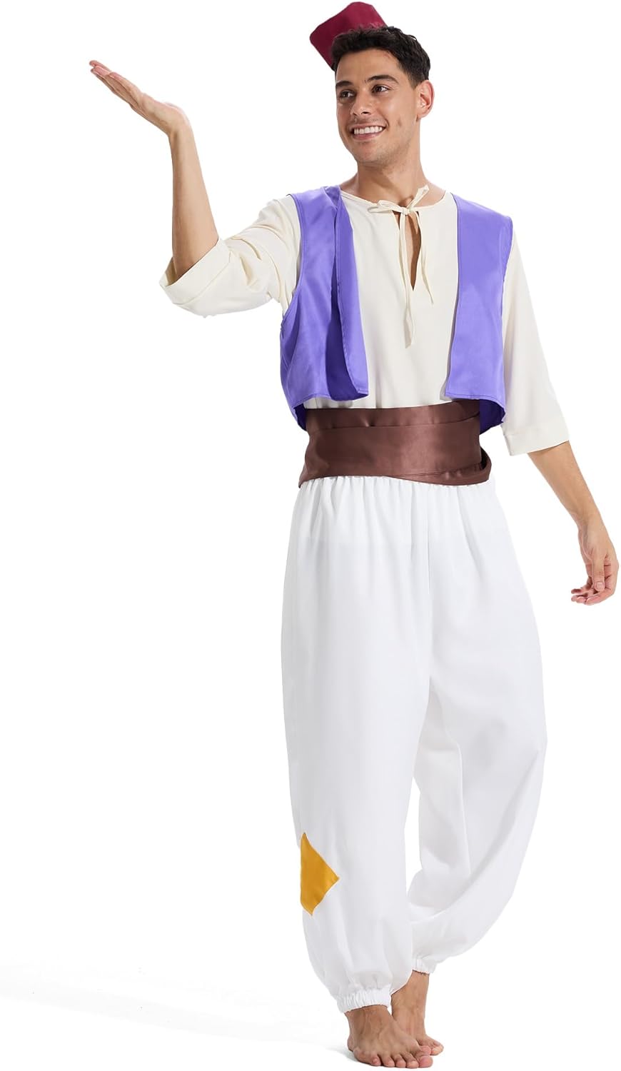 Arabian Prince Costume for Men - Adjustable Polyester Set with Vest, Harem Pants & Lamp | Halloween Outfit - Image 6