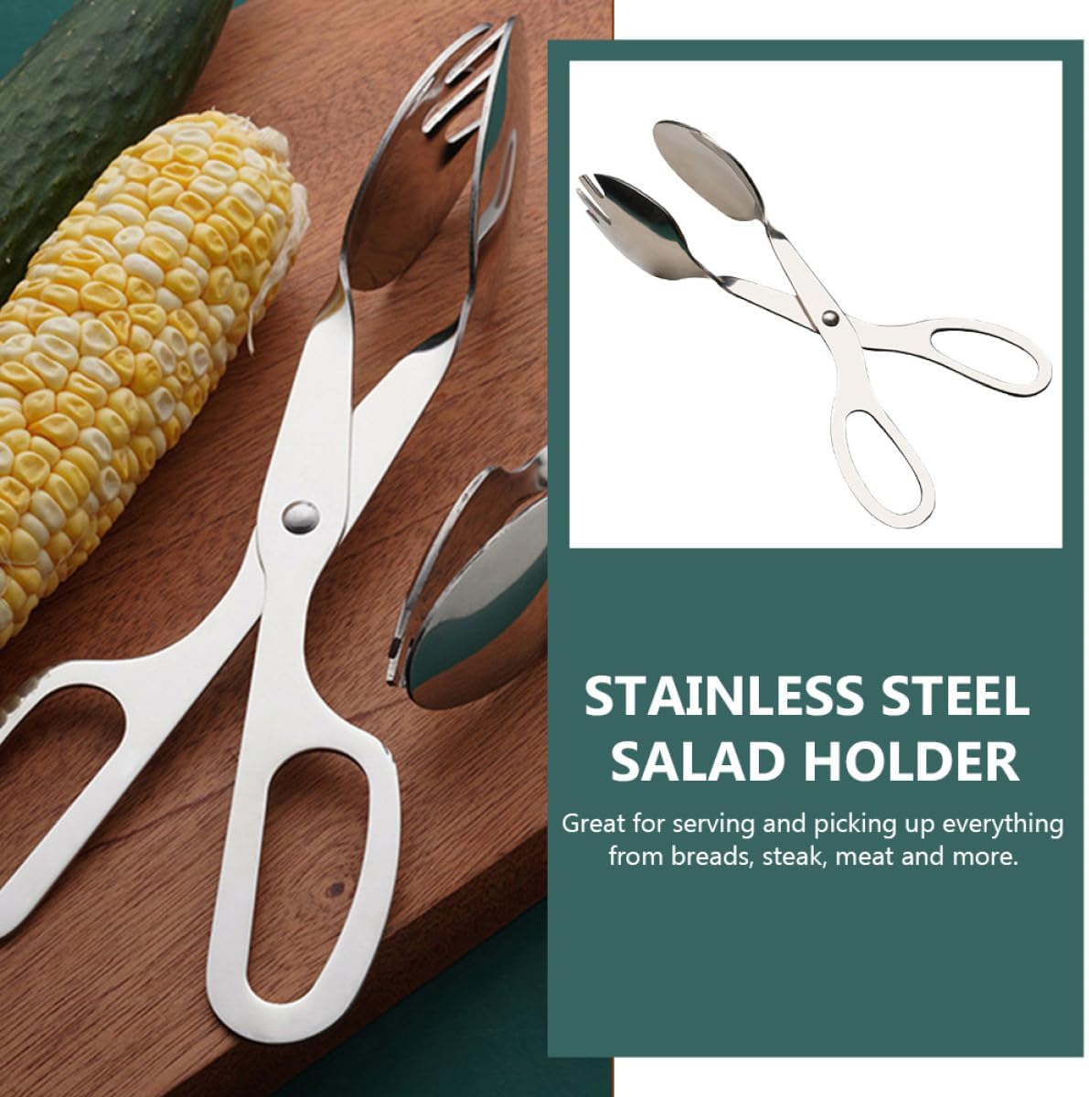 SOLUSTRE Stainless Steel Buffet Food Serving Tongs 10-inch Metal Salad Tong and Bread Clip for Catering, Kitchen, and Party Use
