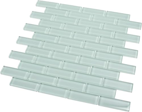 Miniatura 3 de Azulejo de mosaico de ladrillo de vidrio pulido aguamarina de 11.9 x 11.9 pulgadas (muestra de 4 x 5 pulgadas)