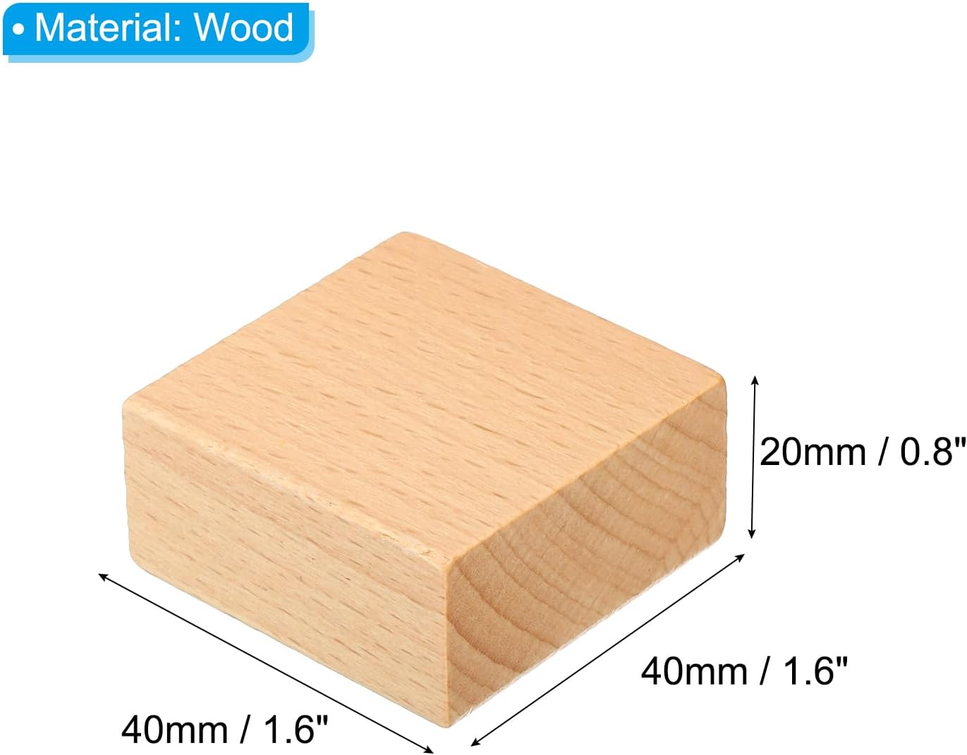 PATIKIL 40x40mm Blank Wood Rubber Stamp Mounts, 20 Pack Wooden Rubber Stamp Handle Hard Wooden Blocks for Stamp Making DIY Crafting Style 1, Brown