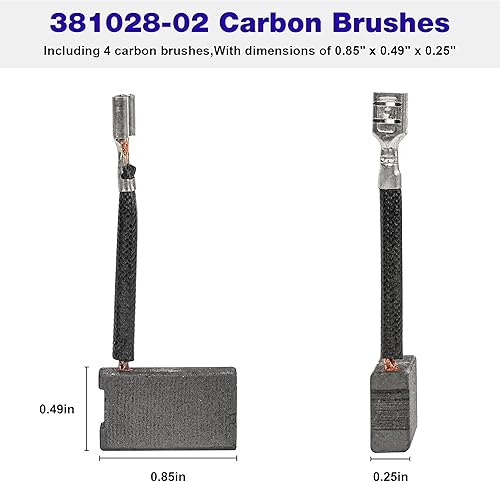 Miniatura 2 de 381028-02 Escobilla de carbono compatible con sierras ingletadoras Dewalt DWS780, DW718, DW708, DW717, DW716, DW706 Sierra circular