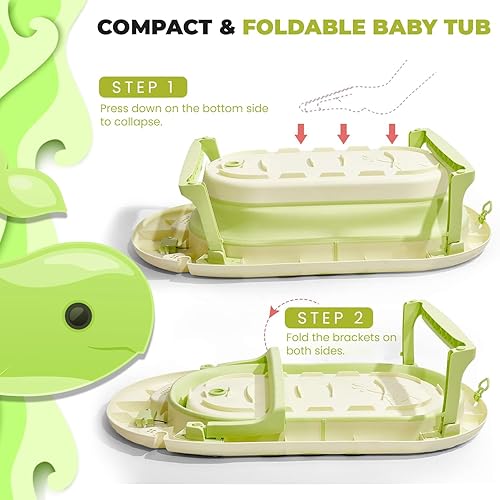Miniatura 5 de Bañera plegable para bebé con termómetro - Bañera infantil con orificio de drenaje - Bañera para bebé recién nacido a niño pequeño de 0 a 36 meses -