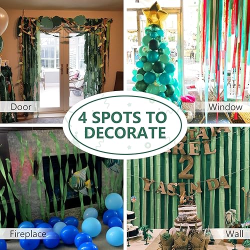 PartyWoo Serpentinas de Papel Crepom 6 Rolos 492 Pés, Pacote de Papel Crepom Em Verde Escuro e Verde