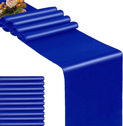GFCC Camino de mesa azul real, paquete de 10 unidades, satén, 12 x 108 pulgadas, para decoración de bodas, fiestas, eventos