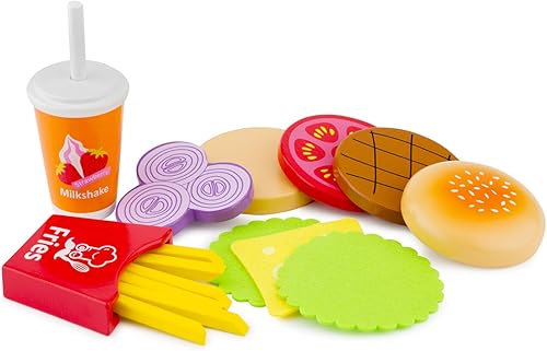 Miniatura 15 de New Classic Toys 10629 Juego de donas de madera para niños, simulación de cocina, juguete educativo de percepción del color para preescolar niños