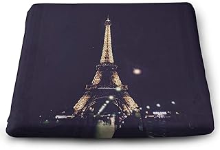 ADGoods Cojín de Asiento Cuadrado Square Seat Cushions Night France Eiffel Tower Premium Comfort Memory Foam Floor Cushions For Office,Kitchen,Travel,Car