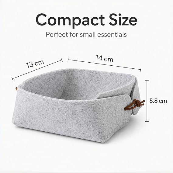 3 Pack Fold Felt Desktop Storage Basket Makeup Organizing Basket for Home Office Writing Desk Lovely Caddy Containers