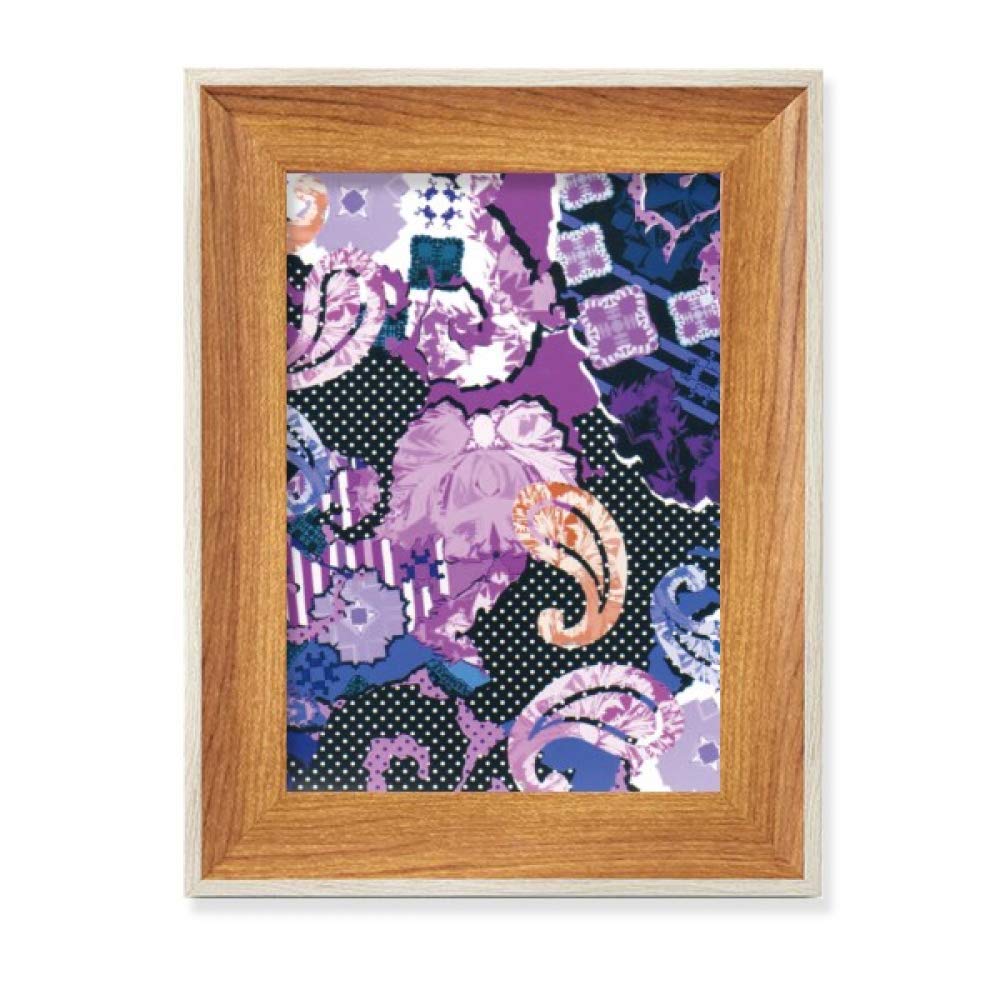 Cadre en bois Point Ligne fleur violette pour stabiliser et valoriser vos photos de table