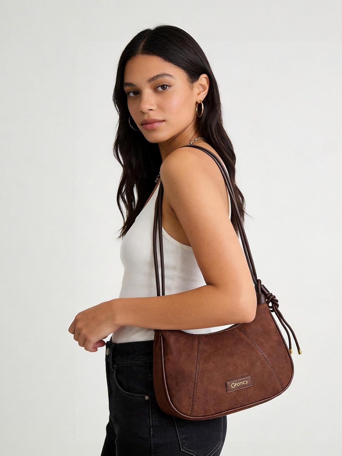 Faux Suede Hobo Bag for Women Soft Small Crescent Shoulder Purse Trendy Crossbody Handbag for Everyday Bag
