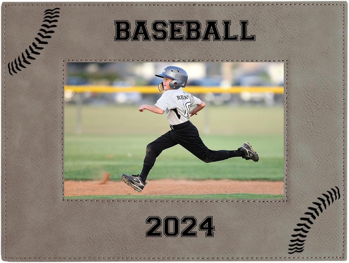 Baseball - High School/College/T-Ball/Little League Personalized Blue Laser Custom Engraved 8x10 Photo Picture Hanging Landscape Frame