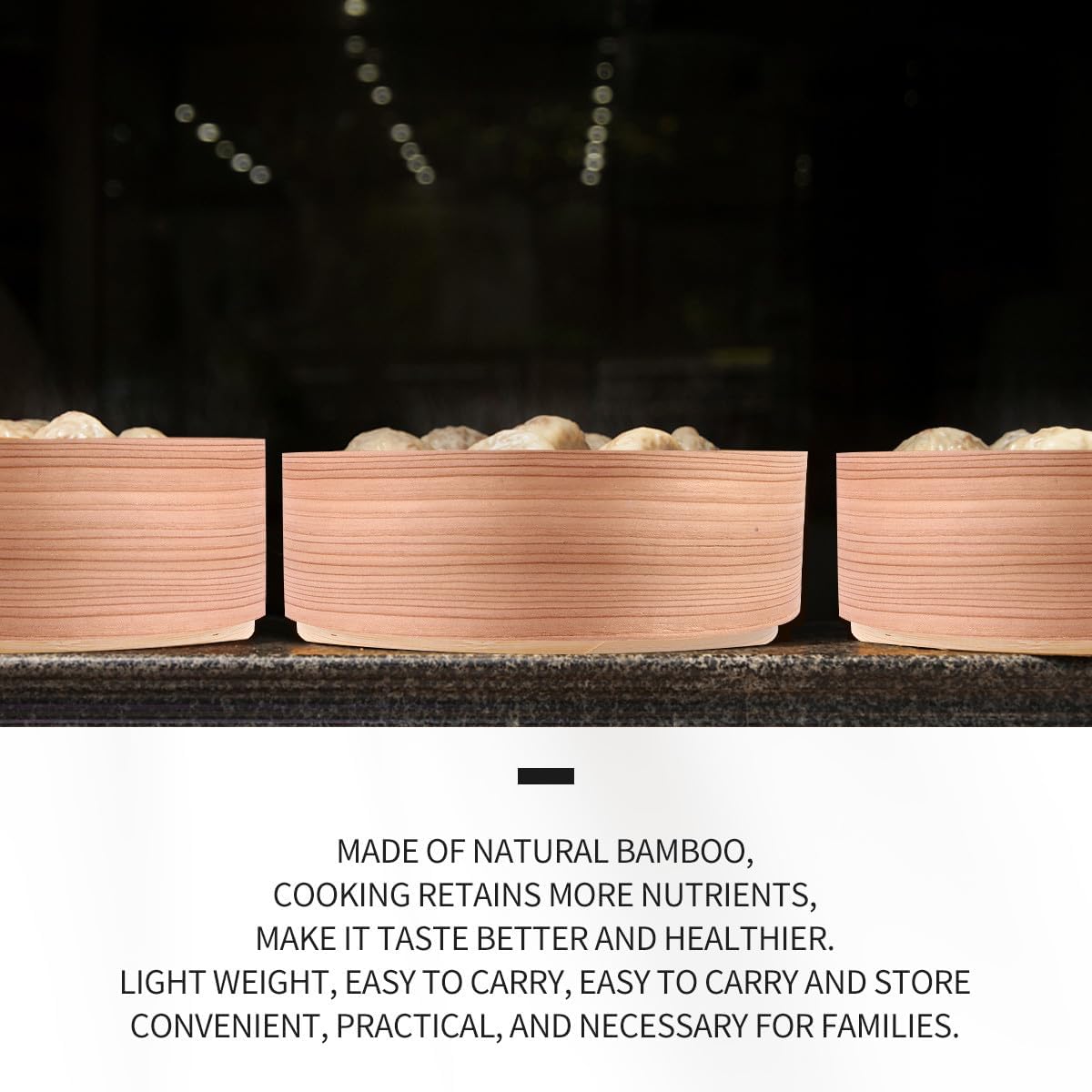 BETOOKY Steamer Basket 19cm Food Steamer Basket with Lid Natural Cedar Wood Dumpling and Bao Bun for Home Kitchen Cooking