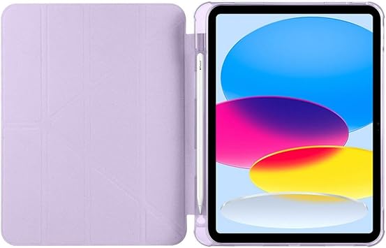 iPad Air 5. Nesil / 4. Nesil 10,9 İnç İle Uyumlu Kalemlikli, Uyku Modlu, Mıknatıslı, Üçgen Standlı, Darbeye Dayanıklı Kaplama Akıllı Kılıf (Lila, iPad Air 5. Nesil / 4. Nesil Uyumlu 10,9 İnç)