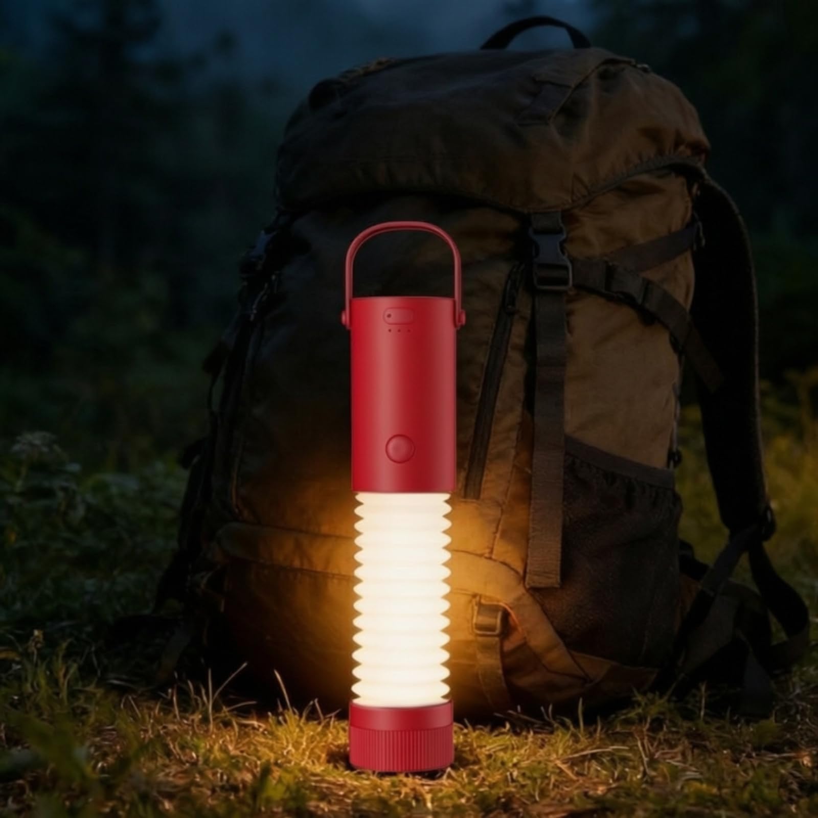 Lampada da Campeggio con Sezione Luminosa a Soffietto Portatile Lampada da Campeggio con Base Magnetica Flessibile Lanterna per Zaini, Bianco