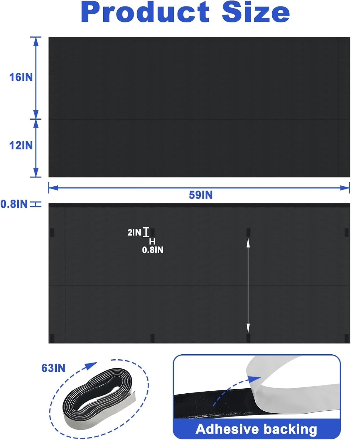 60 Inch Under Desk Privacy Panel with Cable Management Pocket, Self-Adhesive Desk Modesty Panel for Standing Desk, 600D Oxford Fabric Desk Skirt for Home Office Workspace, Black image 2